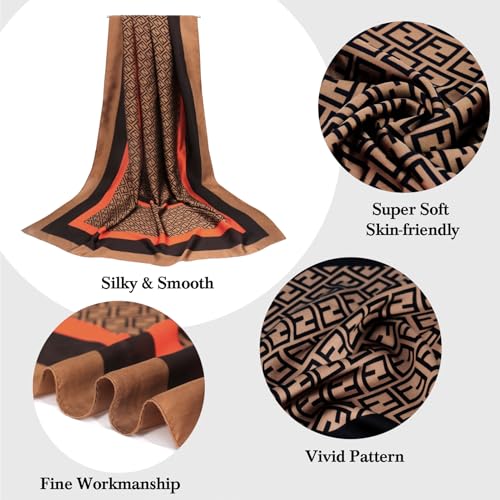 vimate 100% Large Silk Feeling Scarf-Women's Fashion Long Mulberry Silk Satin Neck Scarf Sunscreen Shawl Wrap Headscarf - color: Style 25