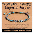 468Handmade Adjustable Natural Gemstone Crystal Bracelet Healing Power Energy Inspirational Gifts with Card for Unisex - color: 11-Imperial Jasper (Auspicious), size: 4mm