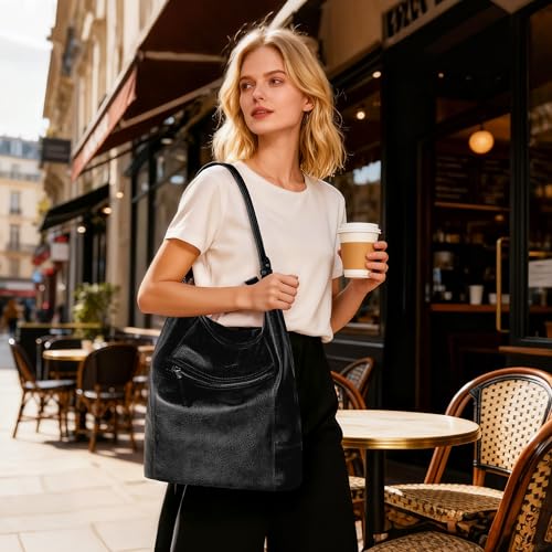 TANTOMI Hobo Bags Purses for Women, Women's Crossbody Handbags and Shoulder Bag, Multi-Pocket Large Hobo Purse - color: Black.b
