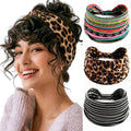 Boho Headbands For Women Wide Head Bands Knotted Turban Head Wraps Stripe Hair Scarf Leopard Printed Womens Headband Stylish Sweatband Cute Hair Accessories For Teen Girls 3 Pcs - color: Style 145
