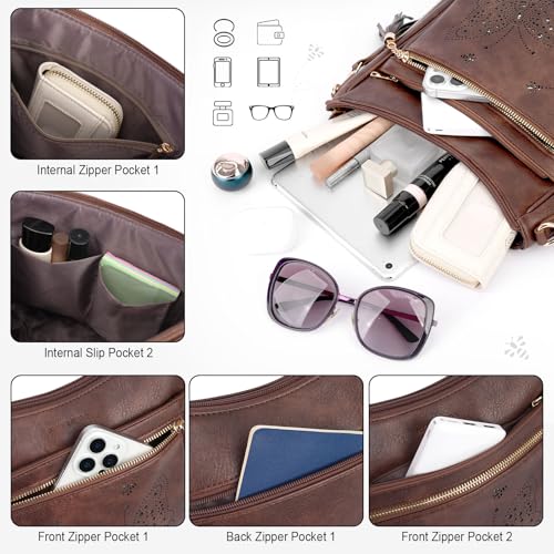 KITEVIUN Medium Crossbody Bags for Women Trendy, Women's Butterfly Shoulder Handbags with Tassel - color: 006-coffee