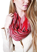 Anika Dali (15 Colors) Shimmer Sparkle Infinity Scarf, Women's Festival Bliss Lightweight Fashion Shawl - color: Romance Red