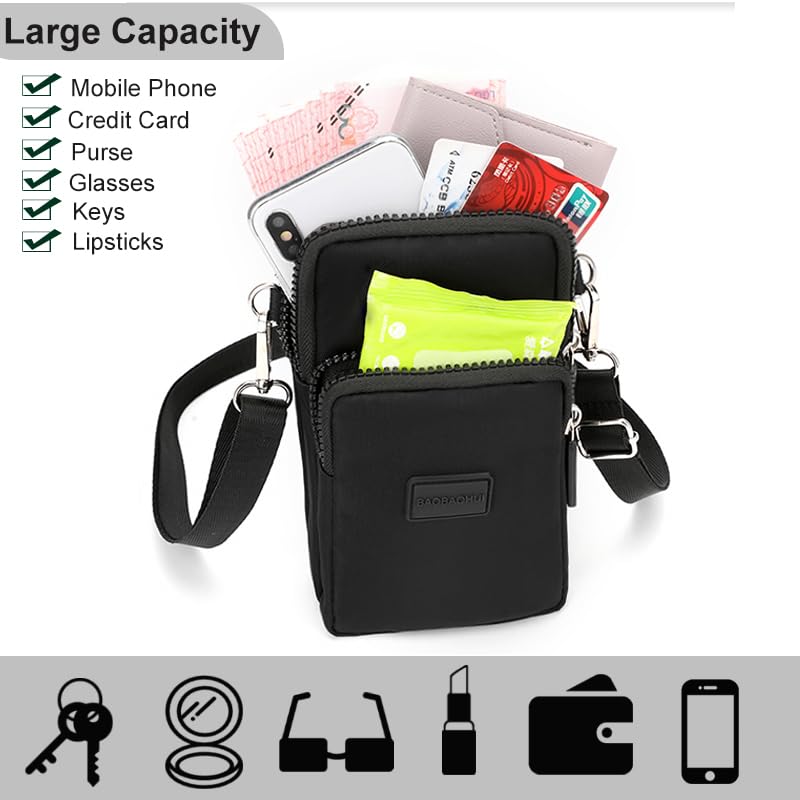 JANKS Small Crossbody Bags for Women Mini Cell Phone Purses Handbag Shoulder Bag - color: E-black
