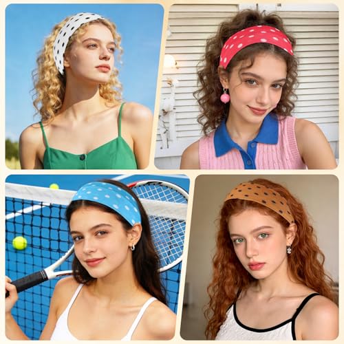 Zkptops 6Pcs Dot Headbands for Women Girls Non Slip Trendy Cheetah Wide Headbands Fashion Elastic Cute Soft Boho Cotton Fabri Hair Bands Stretchy Head Accessories for Daily Workout Sport Yoga Running - color: A-Dot