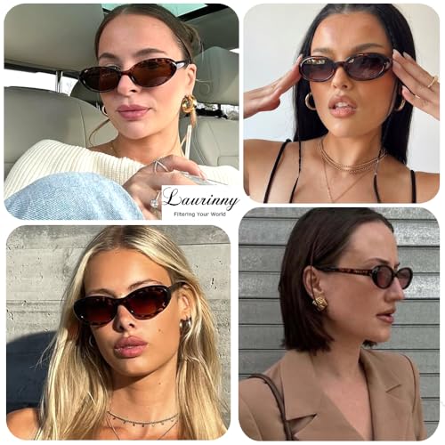 90s Sunglasses for Women Men Retro Small Oval Sunglasses - color: Leopard/Brown 1