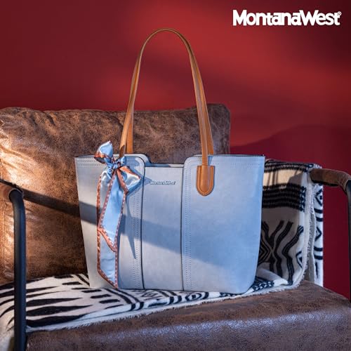 Montana West Tote Bags for Women Top Handle Satchel Purses - color: Pastel Blue