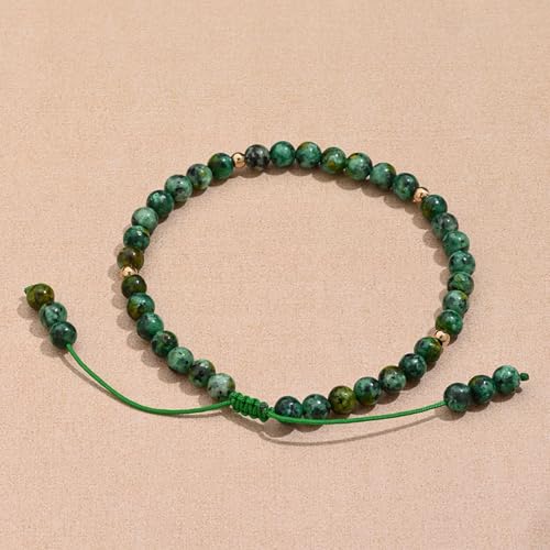 Softones 6mm Natural Stone Anklet for Women Gemstone Ankle Bracelets for Women Healing Energy Crystal Anklets Adjustable(8.5-10 Inches) - color: african turquoise