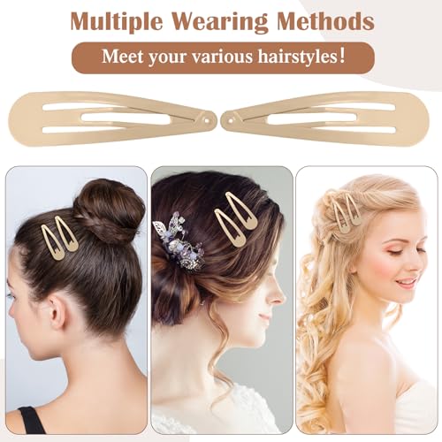 WILLBOND 30 Pieces 3.1 Inch Large Metal Snap Hair Clips Nonslip Barrettes Women Hair Accessories (Taupe) - color: Taupe, style: Minimalist