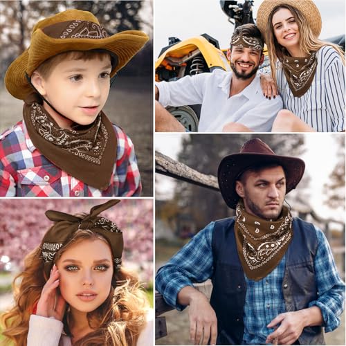 NACHLYNN 10/20pcs Paisley Bandanas Assorted Bandanas Cowboy Polyester Headbands Square Scarf Headwear - color: Brown
