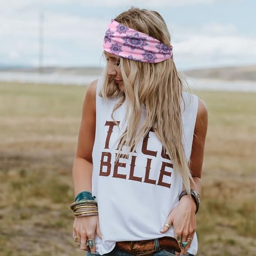 FULZTEY Boho Headbands for Women Fashion Floral Print Hairbands Knotted Wide Head Band Large African Headwraps Elastic Non Slip Yoga Workout Bandana Cotton Thick Turban Hair Accessories 3Pcs - color: Style 102