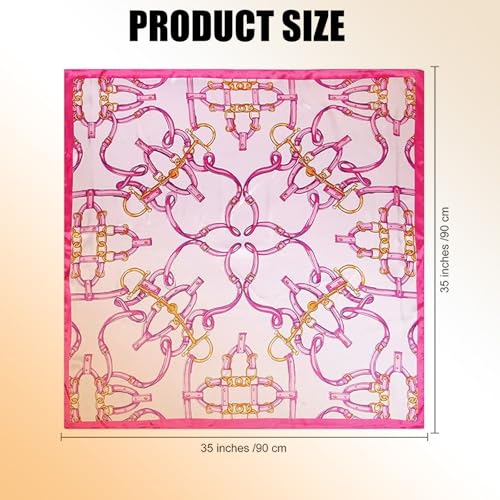 Large Pink Silk Scarf for Women Hair, Satin Square Head Scarf Like Silk - Boho Lightweight Neck Scarves Bandana for Sleeping Handbag Purse Accessories