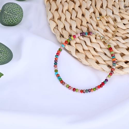 Natural Stone Beaded Anklets Bracelets for Women Handmade Beaded Anklet Bracelet Waterproof Boho Beads Ankle Bracelet Adjustable Summer Jewelry - color: mix color 1