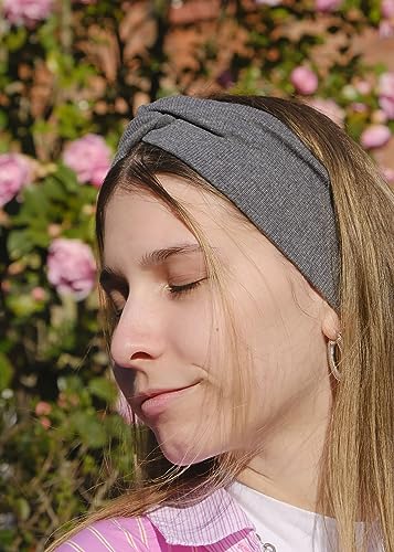 DRESHOW 6 Pack Turban Wide Headbands for Women Headwraps Knotted Elastic Yoga Workout Solid Color Hair Accessories - color: 6 Pack Ribbing Cross Headbands B