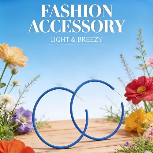 6cm Colorful Hoop Earrings - Lightweight Hypoallergenic Gift - color: Blue