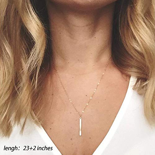 Turandoss Gold Layered Necklaces for Women - 14K Gold Plated Handmade Multilayer Bar Pearls Coin Disc Moon Butterfly Medallion Adjustable Dainty Layered Choker Necklaces for Women Jewelry - style: "3 Layered Necklace - Chain&Triangle&Bar