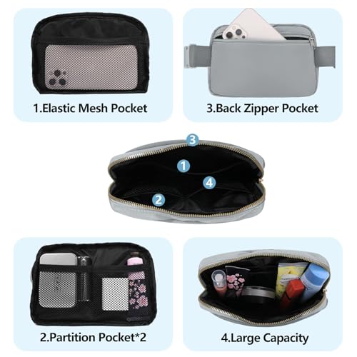 VOROLO Fanny Pack For Women And Men Crossbody Bag Belt Bag with Adjustable Strap Graduation Gifts Light Grey - color: Light Grey, style: 1 Pack Fanny Pack