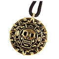 Giraffe Manufacturing Antique Coin Necklace - Medallion Skull Pendant with Black Cord Gold Pirate Accessories Women, Pirate Cosplay Halloween Jewelry for Women & Men for Costume Parties & Gifts