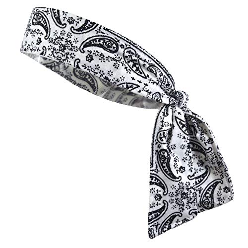 Headbands Tie on Headband for Women Men Running Athletic Hair Head Band Elastic Sports Sweat Basketball Sweatband Stetchy Yoga Workout Sweatbands Adjustable Non-Slip Moisture Wicking - color: White Bandana