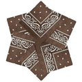 MDSTYLE 6 Pack 100% Cotton Bandanas 22” x 22" for Men & Women Paisley Handkerchief Headband Scarf Bandana - color: Brown