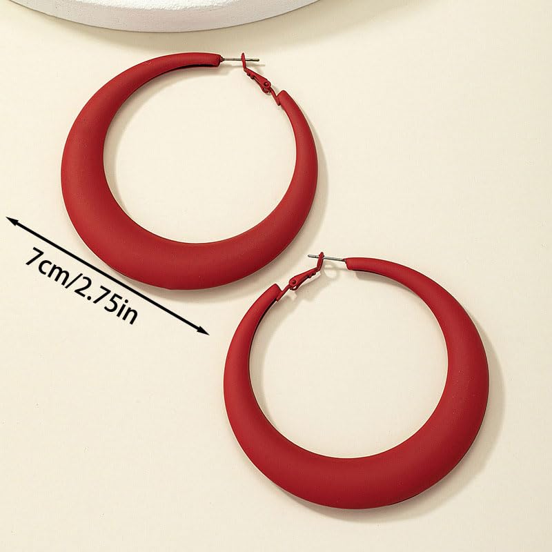 Colorful Large Hoop Earrings for Women Chunky Statement Earrings for Women White Black Red Leopard Hot Pink Earrings Big Hoops Vintage Neon 80s 90s Earrings Chunky Jewelry - style: style - red