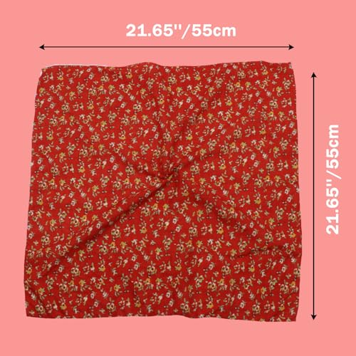 Bandanas for Women Men 21"x21" Floral Headband Scarf Versatile Hair Bandana Square Head Scarf - color: Burnt Orange