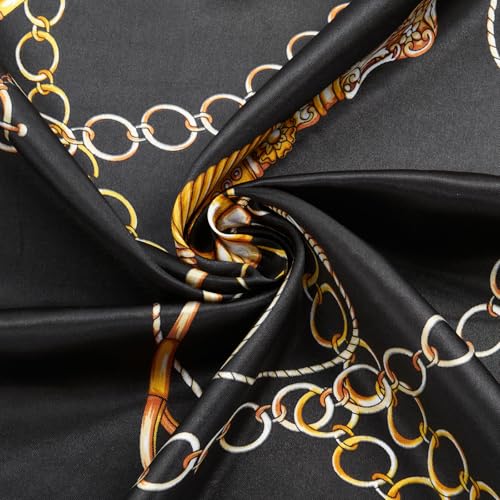 QIUTIMIY 35"x35" Like Silk Head Scarf for Women Satin Feel Large Square Scarf for Hair Wrapping and Sleeping Fashion Bandana - color: (90cm)square Scarf 9