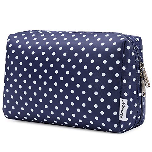 Narwey Cute Makeup Bag Travel Cosmetic Bag Organizer Toiletry Bag Make Up Bags with Compartments for Women Girls (Large, Polka Dot) - color: Polka Dot, style: Large