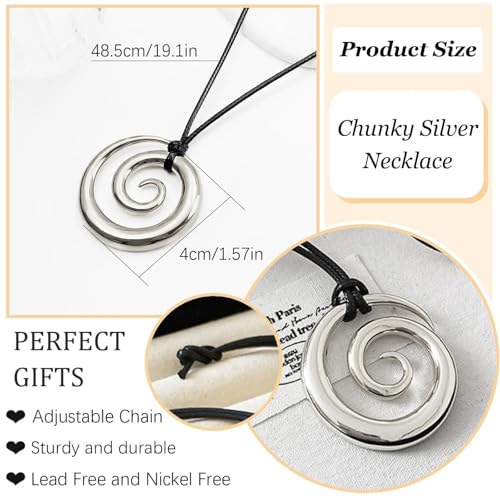 Frodete Statement Necklace for Women Chunky Gold Necklaces Long Pendant Necklace Boho Necklaces Gold Pendant Jewelry Cowboy Chic Style Cowgirl Outfit - color: Z8:Silver Pendant Necklace