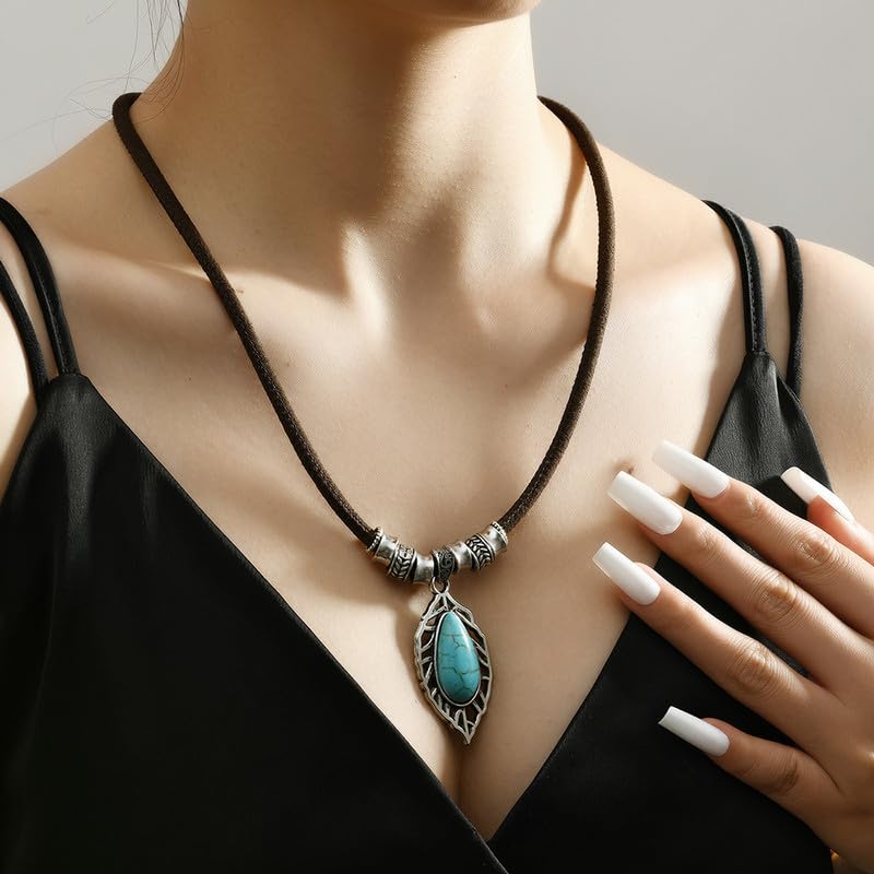 Bohemian Vintage Pendant Necklace Aesthetic Boho Chunky Adjustable Stacked Necklace for Woman Ethnic Tribal Jewelry - style: Bohemian 6
