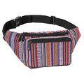 Boho Fanny Pack Belt bag - Crossbody Waist Bag for Men or Women - Hands-Free, Waterproof Large Bumbag for Hiking, Running, and Travel (Blue Vert) - color: Blue Vert v2