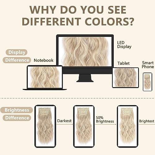 Clip in Long Wavy Synthetic Hair Extension 20 Inch 4PCS Ash Brown Mixed Light Blonde Hairpieces Fiber Thick Double Weft Hair Extension for Women(4pcs, 20Inch, Ash Brown Mixed Light Blonde) - color: Ash Brown Mixed Light Blonde