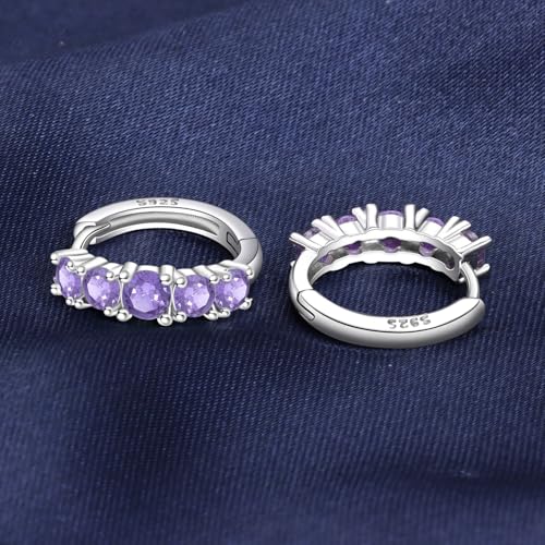 Earrings for Women 925 Sterling Silver Hoop Earring Colorful Cute Fashion Hoop Earrings Graduation Birthday Jewelry Gifts for Women - color: Rhinestone Earrings - Light Purple