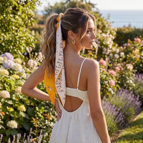 RIIQIICHY Hair Scarf for Women Like Silk Scarves Headband Neck Scarfs Twilly Purse Accessories - color: C004