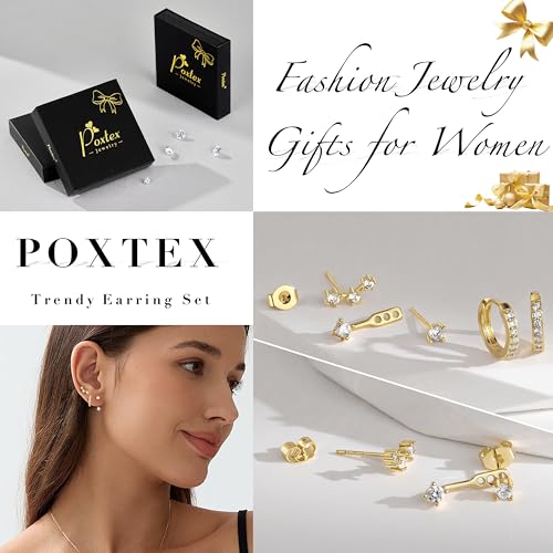 3 Pairs Dainty Small 4th of July Earrings for Women Trendy, Birthstone Stud Huggie Hoop Jacket Stack for Cartilage Helix, Gold Plated Hypoallergenic Cute Women Fashion Accessories Western Jewelry Gifts - color: 04White - Apr