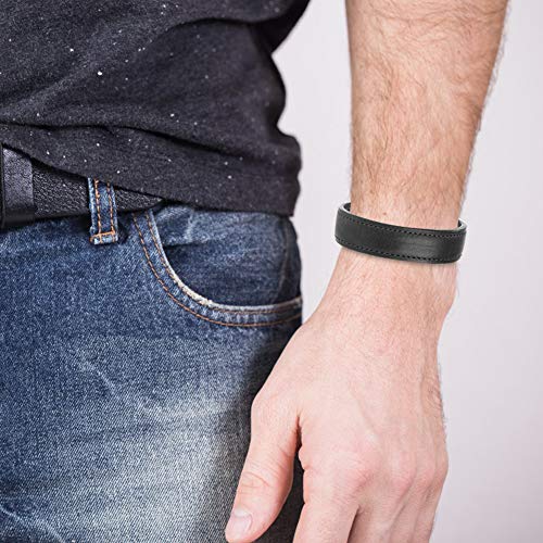 Mens Genuine Leather Bracelet - Handmade Adjustable Leather Cuff Bracelet punk Style leather wrap Wristband for Men - color: C-Cuff Black