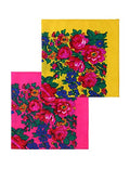 MJ SERECA Acrylic Bandana Printed Hair Scarf Square Ukrainian Head Scarf Floral Babushka Neck Scarf for Women 30"/42"/60" - color: 2 Pack-c 42"
