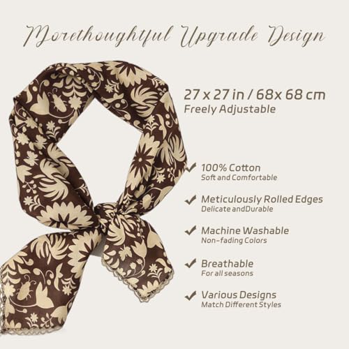 Cotton Bandana,Large Bandanas for Women,Head Coverings for Women,Head Scarf Handkerchief, Square Headband 27" x 27" - color: 27-05-sunflower-coffee