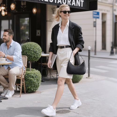 Missnine Purses for Women, Shoulder Bag Small Handbags Vegan Leather Underarm Bags Trendy Hobo Cute Clutch Purse - color: 1-black【adjustable Strap】