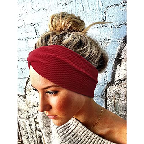 AQOKKA Elastic Knotted Headbands for Women Criss Cross Head Bands for Women's Hair Non Slip Boho Wrap Twisted Hair Accessories - color: 8 Pack Ribbing Cross Headbands D