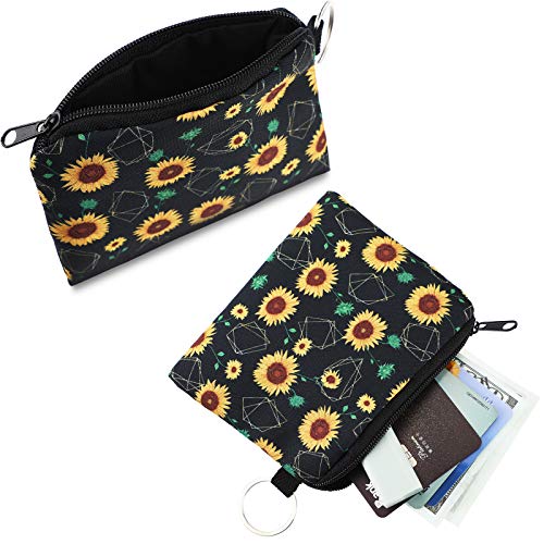 Boao 10 Pieces Small Coin Purse for Women Adults, Change Purse Pouch Mini Wallet Coin Bag with Zipper (Sunflower Series) - style: Sunflower Series