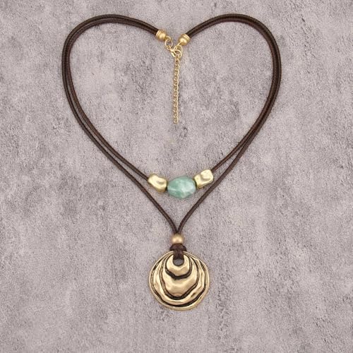Chunky Necklace for Women Boho Pendant Necklace Statement Western Choker Necklaces for Women Vintage Bohemian Jewelry - style: Bohemian Hippie Necklace
