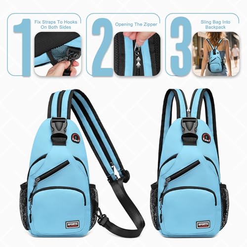 Convertible Sling Bag with Coin Pocket, 7.9" Tablet Crossbody Mini Backpack with Headphone Jack Casual Pack for Women Men Travel, Blue - color: Blue, size: Small