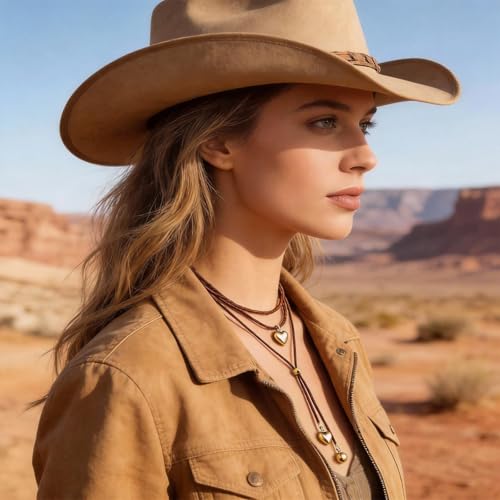 Boho Necklaces for Women Long Leather Cowgirl Necklace for Western Dress Country Concert Outfits Nashville Western Outfit for Women Cowgirl Accessories Trendy - color: A1:boho necklaces