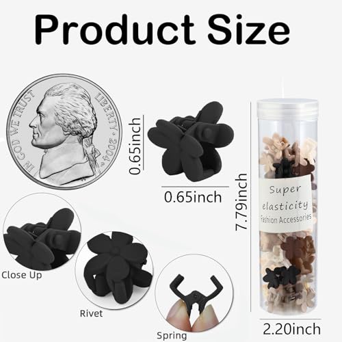 Hair Clip, 50Pcs Small Flower Claw Clips for Women Girls, Mini Matte Hair Clips with Strong Grip, Neutral Color, Hair Styling Accessories, Christmas Gifts - color: Style10:Neutral Color (Flower)