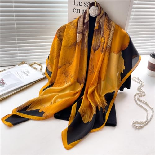 K-Elewon Large Square Scarf 43" Silk Scarf Fashion Scarves Silk Feeling Hair Wrapping Scarfs Night Sleeping Headscarf - color: Vb07