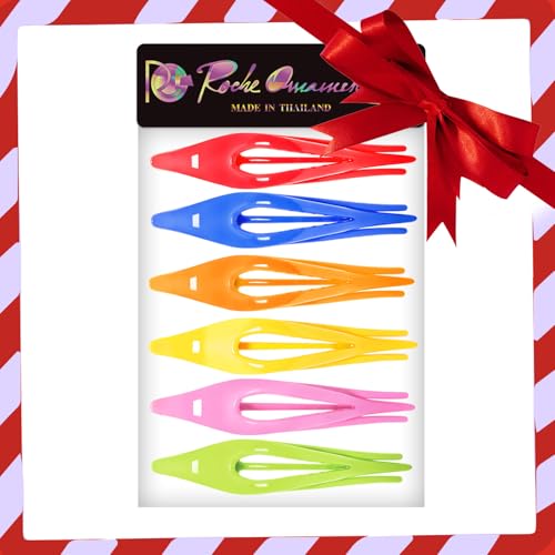 RC ROCHE 6 Pcs Flat French Claw Hair Clips For Women Thick Curly Hair Barrettes Duckbill Concord Side Slide Extra Hold Curved Eyelet Strong Hold Grip, Medium Rainbow Multicolor - color: Fresh
