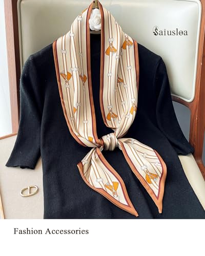 Purse Scarf For Handbags Head Scarves For Women's Hair Bags Scarfs Long Skinny Scarves Fashion Silky - color: A19-brown Saddle