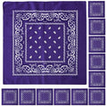 Falari 12 Pack Bandanas Multipurpose Cotton Novelty Paisley Bandana Headband for Cowboy Men Women 22 x 22 - color: Dark Purple