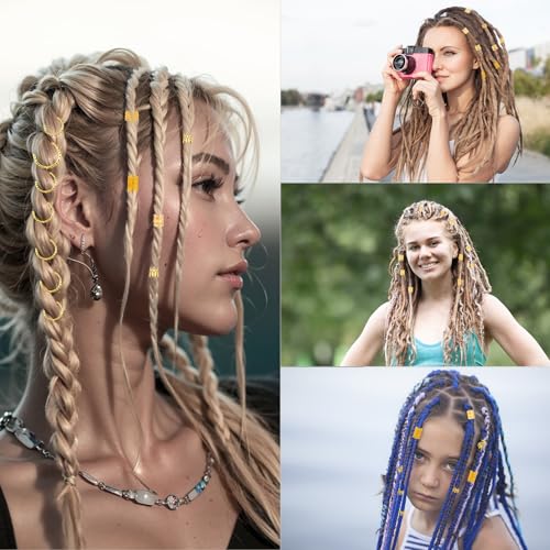 190 Pcs Gold Hair Jewelry for Braids & Dreadlocks - Loc Jewelry with Ring Cuffs, Clips, Charms & Decorations for Men, Women & Girls - color: Gold