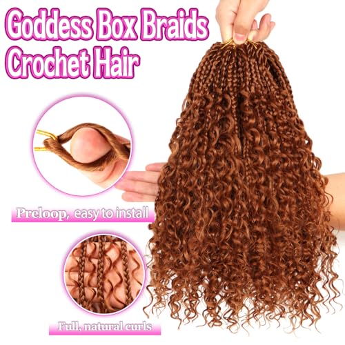 Goddess Boho Box Braids Crochet Hair-8 Packs 14 Inch Crochet Box Braids for Black Women Pre Looped (#30, 14 Inch (Pack of 8)) - color: #30, size: 14 Inch (Pack of 8)